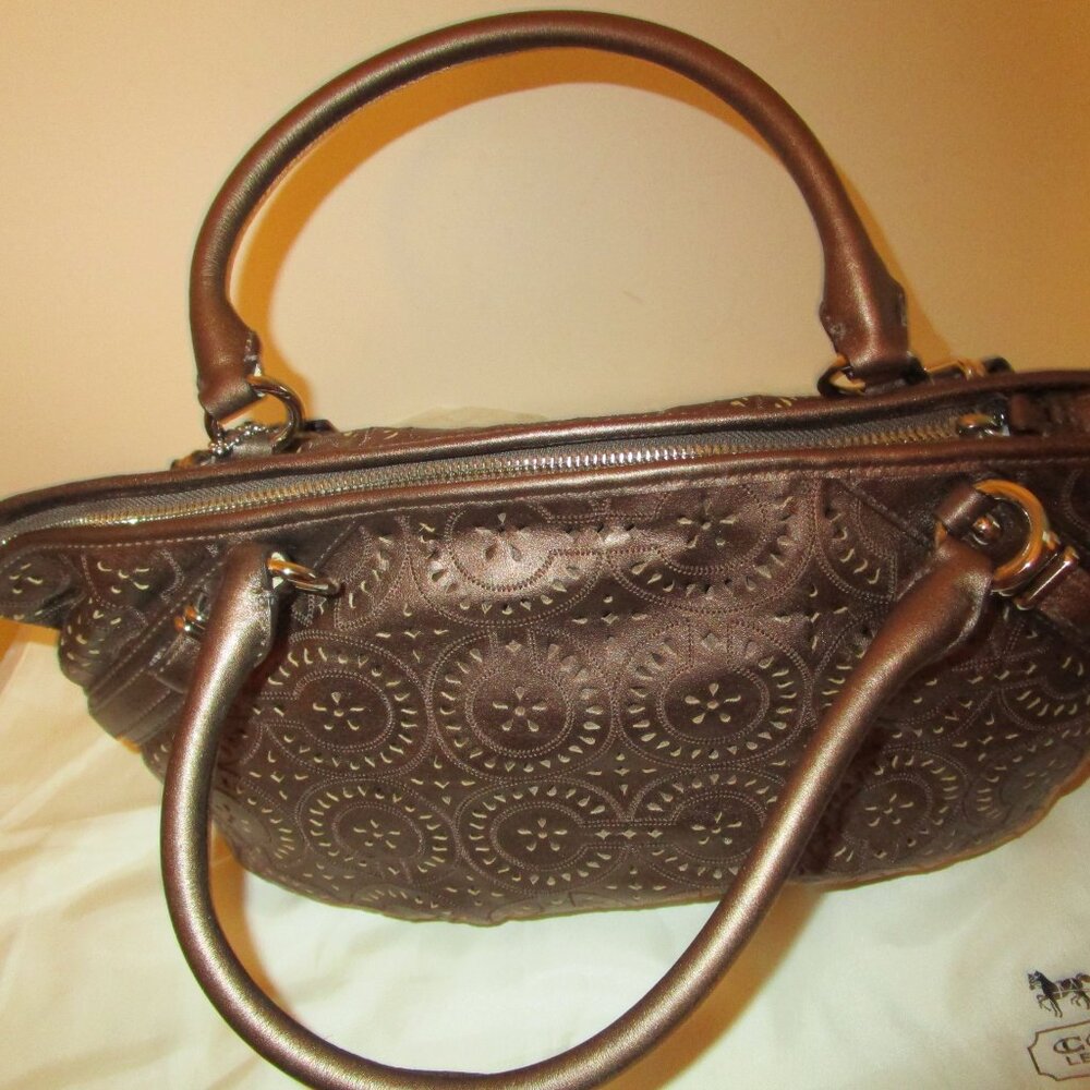 Coach Madison Sophia Bronze Lasercut Satchel - Picture 11 of 11